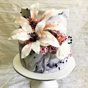 Moody Marble Engagement Cake